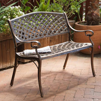 Aluminum Outdoor Park Bench, Antique Copper