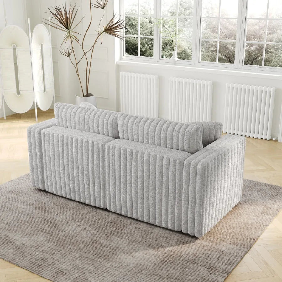 75.6" Soft Rabbit Plush Modular 2-person Sofa - Highly Comfortable with Distinctive Design. Perfect for Bedroom and Living Room