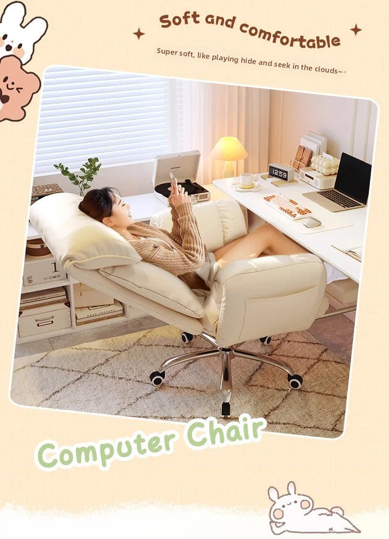 Ergonomic Office Chair Comfortable for Long Hours Metal Backrest Reclining Gaming Chair Office Office Chair Gamer Chair Muebles