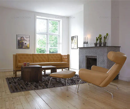 QQSingle light luxury sofa chair minimalist leather balcony living room lounge chair
