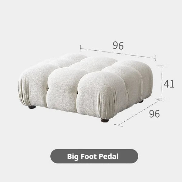 Cream Modular Sofa Set, Cat-Proof Teddy Fabric 3-Seater with Latex-Foam Fill, Imported Pine Frame, Nordic Retro Style