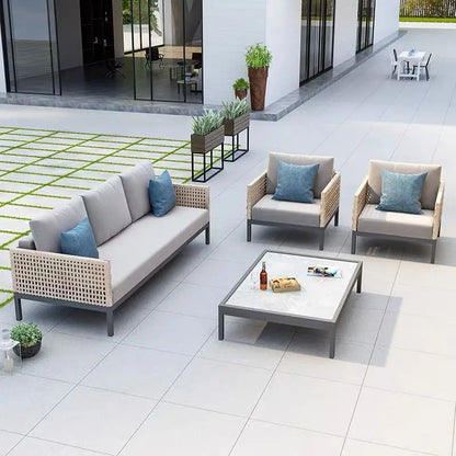 Leisure Style Outdoor Sofa Combination Living Room Balcony Open-air Leisure Rattan Weaving