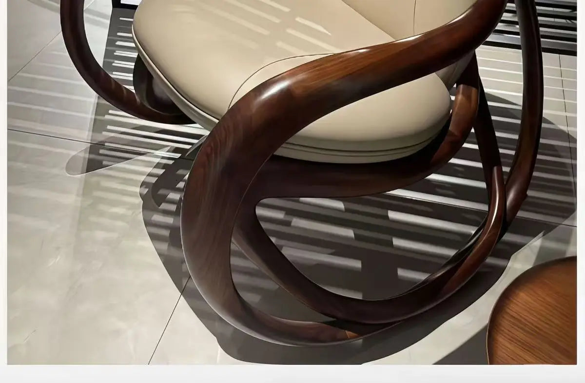 Rocking solid wood sofa recliner balcony black walnut lazy leisure lazy leisure chair