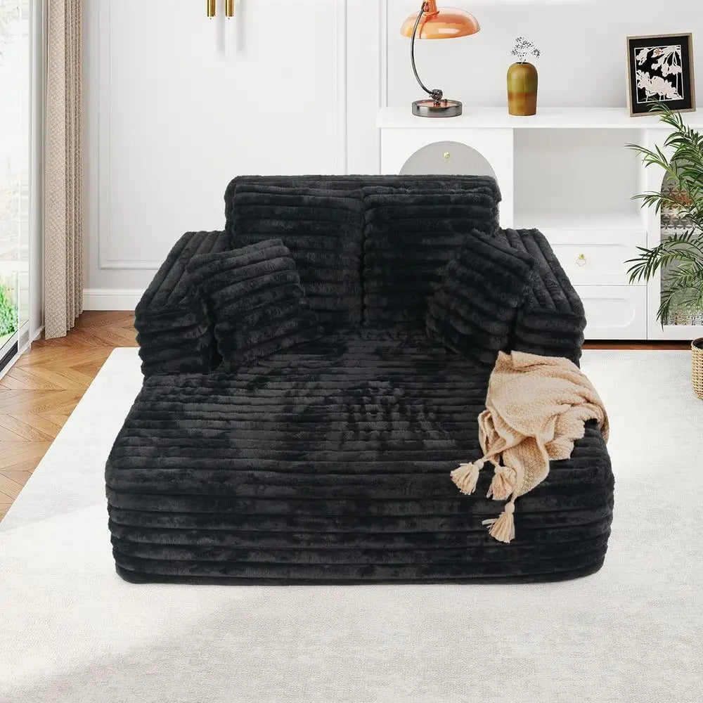 ZS019 Easyhomesofa Oversize Chaise Lounge Chair Indoor,Boneless Couch,Plush Corduroy Sleeper Sofa Bed