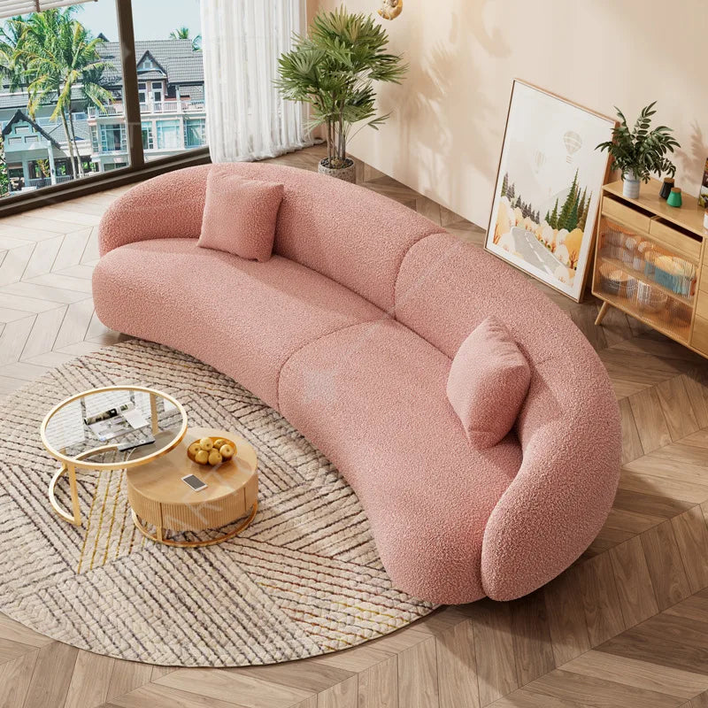 Hot Sale Modern Luxury Living Room Furniture White Couch Living Room Sofas Curved Velvet Sofa Set Fabric Sofa for Home