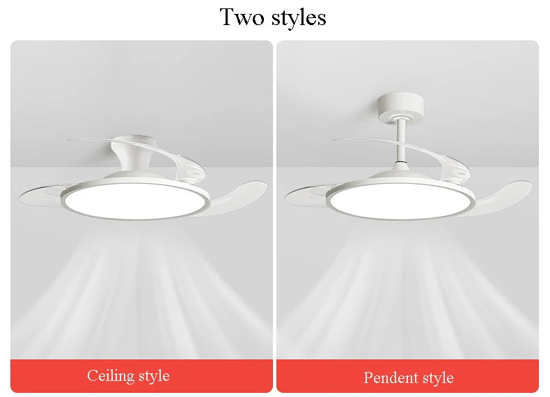 Ultra Thin Ceiling Fan lamps Retractable Fan Blade with Remote Control Fan for Room Bedroom Living Room Led Lighting AC95-260V
