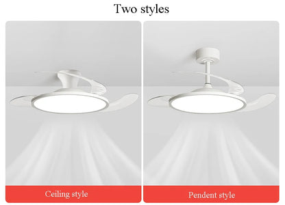 Ultra Thin Ceiling Fan lamps Retractable Fan Blade with Remote Control Fan for Room Bedroom Living Room Led Lighting AC95-260V