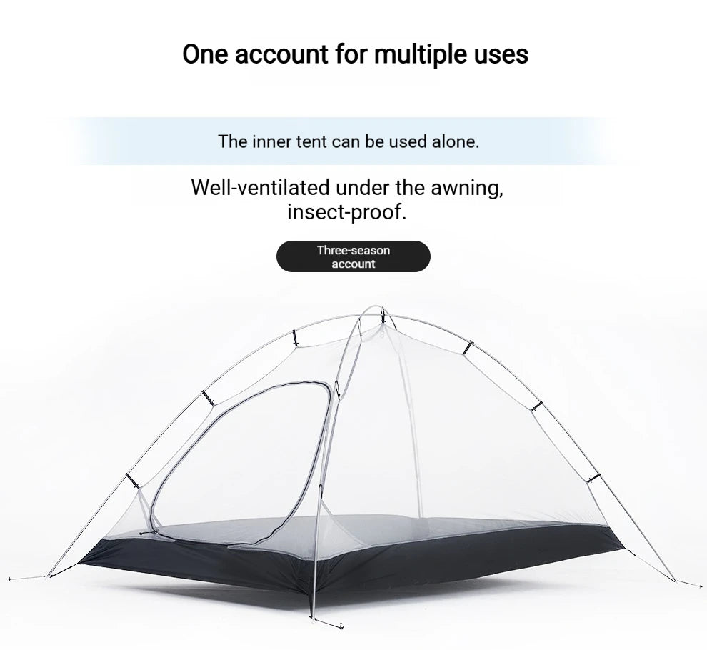 2 Person Ultralight Backpacking Tent Waterproof 3000mm 10D Nylon Double Layer Windproof Tent Camping Hiking Trekking Outdoor