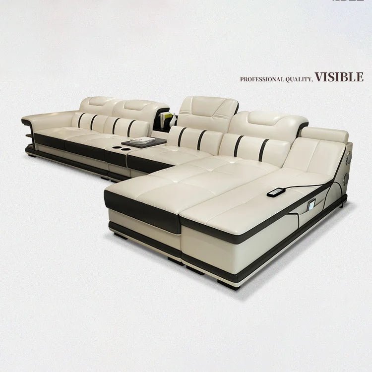 Modern Style Multifunctional Sofa Single Seat L-Shaped Combination Sofa With Massage Chair Leather Sofa Set With Speaker