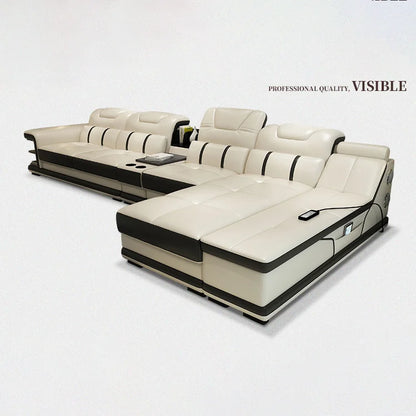 Modern Style Multifunctional Sofa Single Seat L-Shaped Combination Sofa With Massage Chair Leather Sofa Set With Speaker