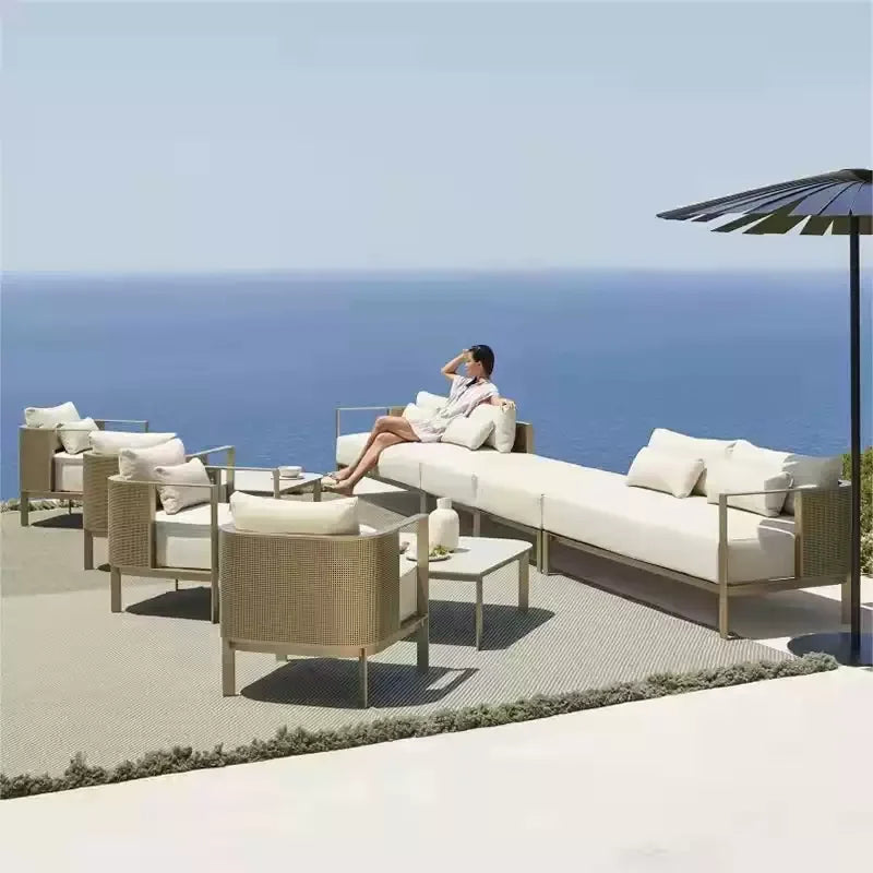 Outdoor furniture courtyard open-air garden outdoor waterproof and sun-proof balcony villa hotel simple leisure sofa combination