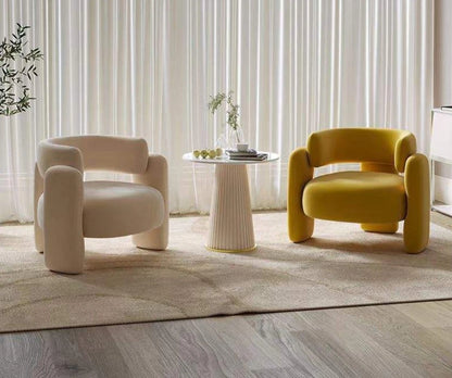 Modern Velvet Upholstered Wing Back Accent Chair Orange Barrel-Shaped Leisure Armchair Living Room Bedroom Nordic Comfy
