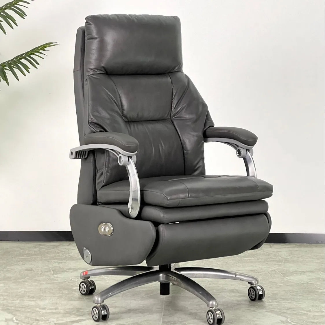 AOLIVIYA Top Layer Cowhide Electric Executive Chair for Home Office Comfortable Computer Swivel Chair Business President Reclini
