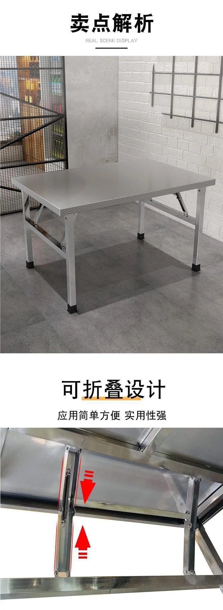 Square Folding Utility Table Home Restaurant Stainless Steel Dinner Tables Outdoor Indoor Portable Foldable Wedding Dining Table