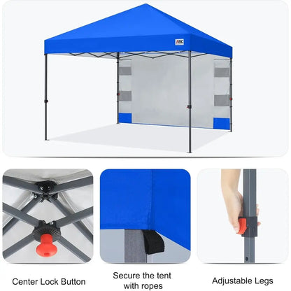 10x10 Outdoor Tent with Storage Sidewall and 4 Weights for Commercial Events - Royal Blue