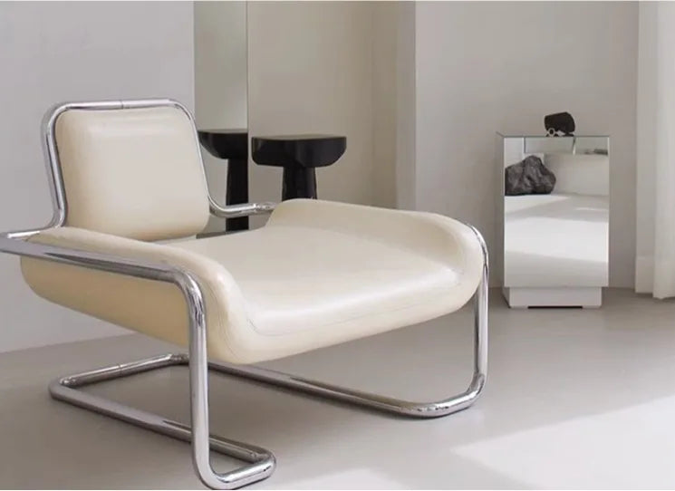Nordic designer stainless steel embossed modeling stool balcony leisure chair personalized backrest sofa chair hotel lobby