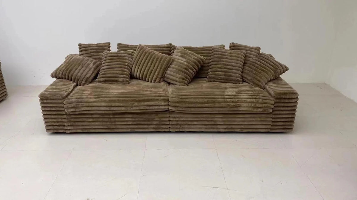 Nordic-style Lazy Sofa, Thick Corduroy Cloud Design, Extra Wide Seat Depth, Vacuum Compressed Packaging Living Room Furniture