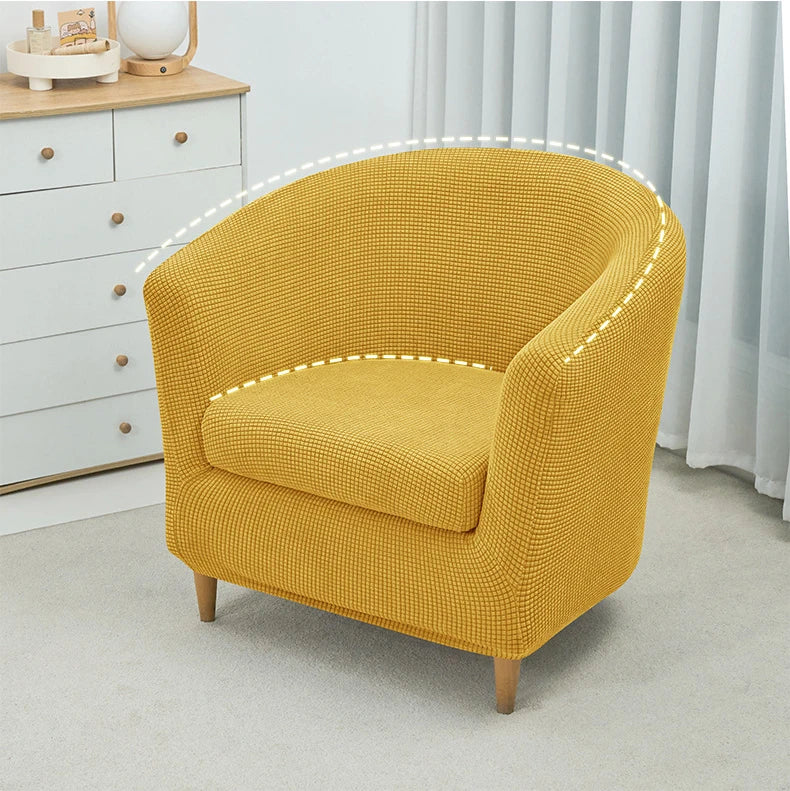 2pcs/set Jacquard Stretch Club Armchair Slipcover 1pc Barrel Tub Sofa Cover + 1pc Polar Fleece Couch Cover Furniture Protector