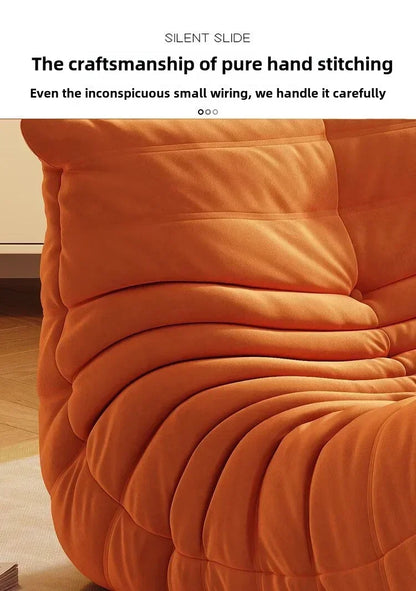 Caterpillar Sofa Living Room Single Bedroom Cloth Art Black Leather Lazy Man Sofa Bedroom Living Room Chair Sofa