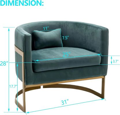 Velvet Accent Chair, Modern Upholstered Arm Chair for Living Room Bedroom Sofa Side Chair Velvet Barrel Chair with Gold Legs