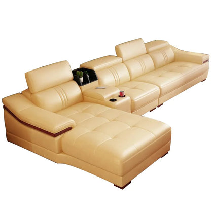 Modern, minimalist, genuine leather, sofa, imported, living room, corner, princess