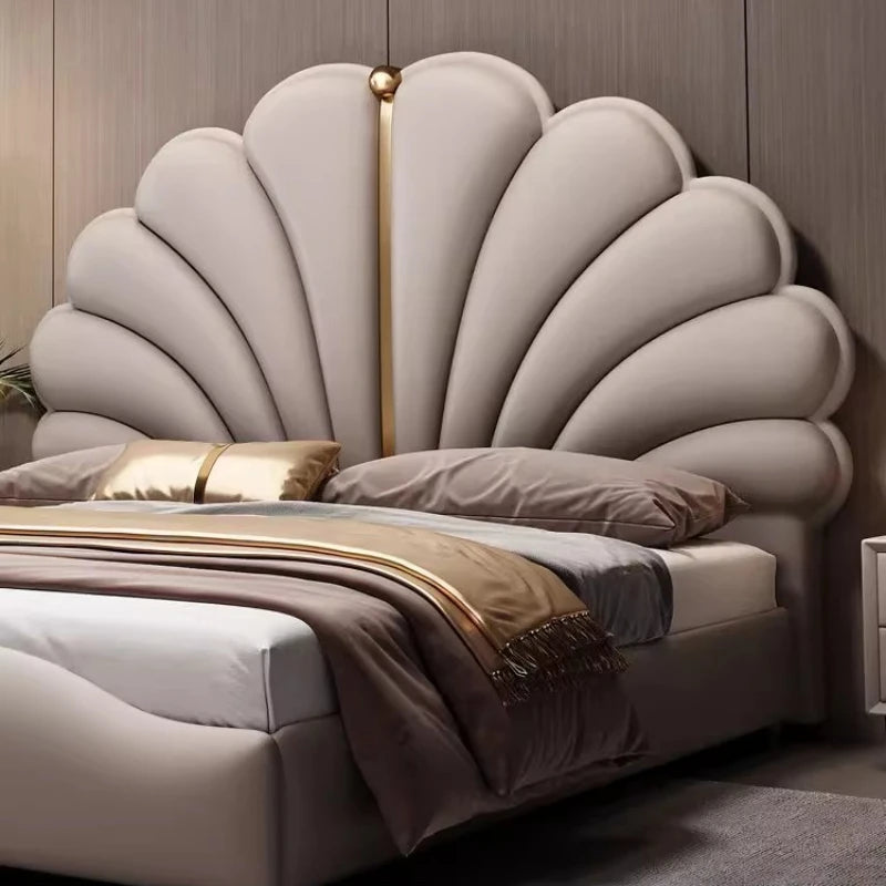Nordic Aesthetic Double Bed European Queen Twin King Headboard Frame Luxury Cama Casal Furniture  Bed bases and bed frames home