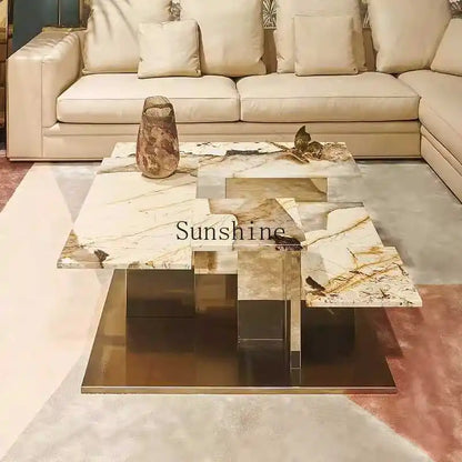 Italian light luxury stone square high-end customized coffee table