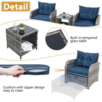 All-Weather PE Rattan Outdoor Patio Chairs Set with Ottoman, 5-Piece Conversation Furniture