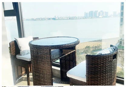 Nordic Outdoor Furniture Rattan Garden Furniture Sets Minimalist Dining Table Chair Set Courtyard Balcony Table and Chair Set XX