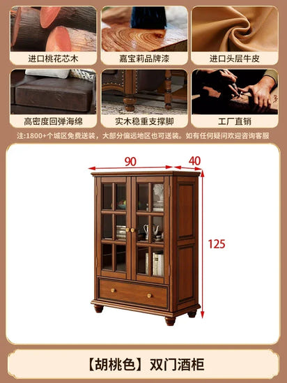 Solid wood leather sofa combination living room simple whole house furniture