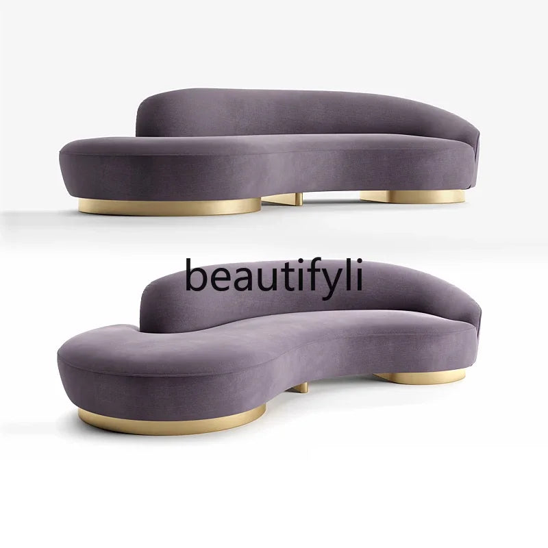 Spot original designer Italian light luxury modern semi-circular curved velvet special-shaped sofa