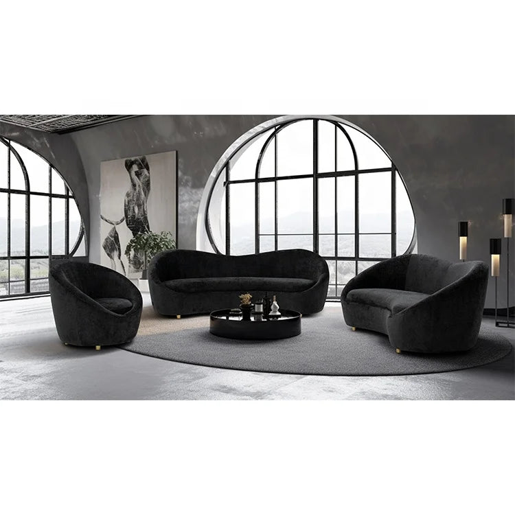 L Shape Fabric Recliner Sofa Set Modular Blue Velvet Sofa Italian Fabric Sofa for Home Luxury
