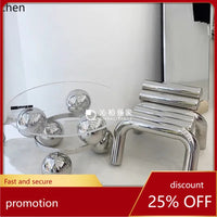 CZ Vintage Stainless Steel Irregular Single Chair Home Backrest Minimalist Industrial Style Restaurant Leisure Dining Chair