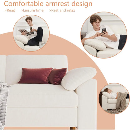 Modular Sectional Couch,Chenille Large L Shape Sectional Sofa Modern Luxury Deep seat Modular Sofa Removable and Washable,White