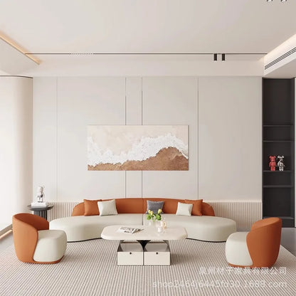 Nordic Fabric Sofa Office Business Reception Sofa Coffee Table Combination Beauty Salon Negotiation Leather Sofa