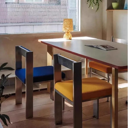 European Style Light luxury Retro Home Use Stainless Steel Dining Chair Advanced Design Living Room Bedroom Leisure Single Chair