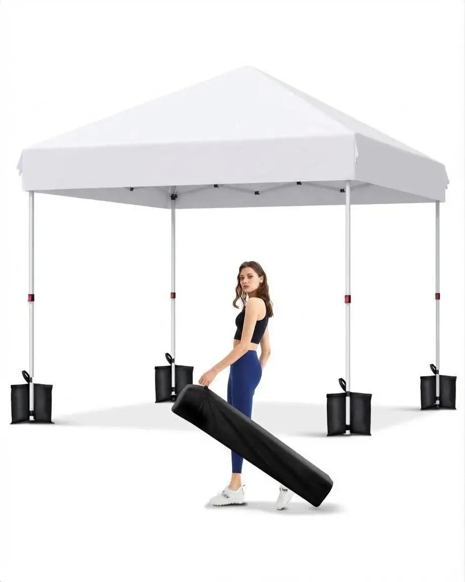 10x10 FT Pop Up Canopy Tent with 3 Adjustable Heights – Outdoor Sun Shade Shelter, 4 Sandbags & Carry Bag, for Parties & Events