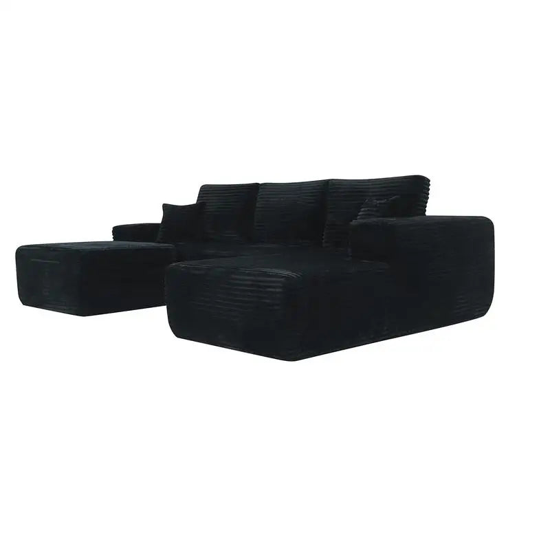 Modern U-Shaped Sectional Couch with Deep Seat, Plush Upholstered Sofa for Living Room and Bedroom, No Assembly Needed, Black