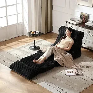 Ultra Plush Memory Foam Bean Bag Chair - Adult Lounge Sofa with Armrest, Comfortable Reading Nook for Bedrooms