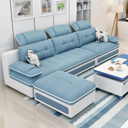 Fabric sofa small apartment simple modern three four living room combination High Quality
