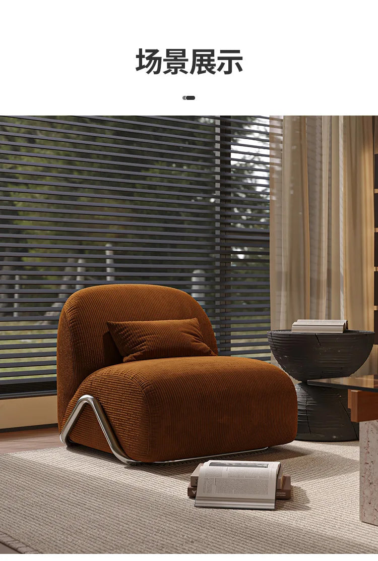 Medieval leisure chair designer recliner balcony living room black and white striped fabric lazy single sofa