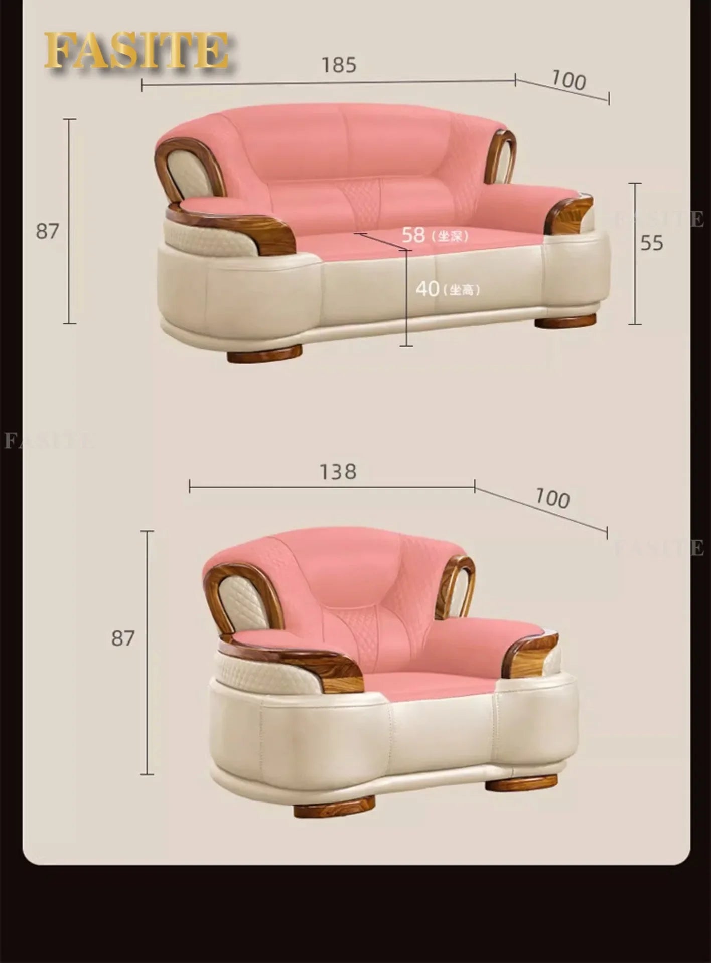 Ebony leather living room sofa combination modern simple light luxury new Chinese style solid wood first layer cowhide furniture
