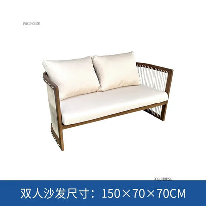 Outdoor Aluminum Alloy Garden Sofas Courtyard Open-air Leisure Sofa Chair Hotel Leisure Dining Chair Waterproof Single Chairs HH