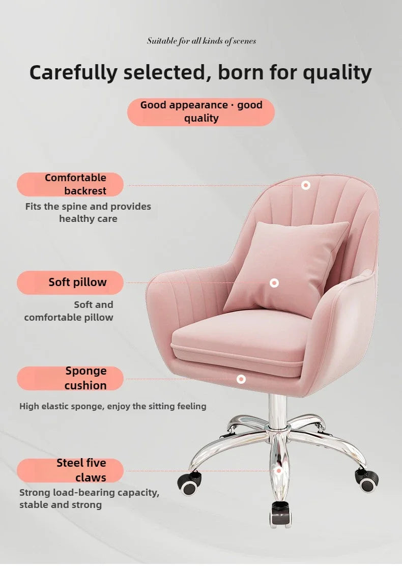 Computer chair home comfort sedentary backrest casual office seat girl cute bedroom student desk turn chair