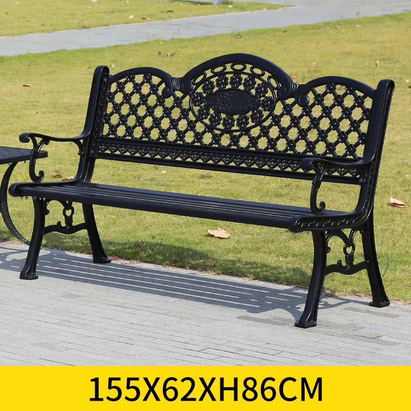 2025 New outdoor metal Bench with backrest garden long chair outdoor bench cast aluminum leisure Patio benches