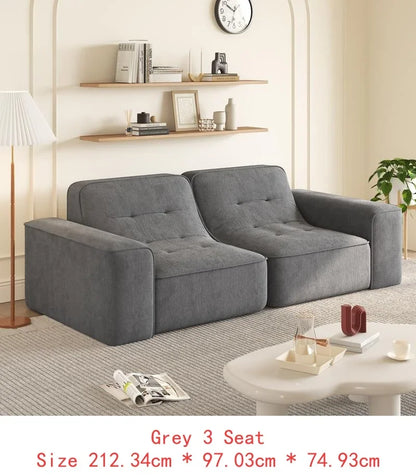 Modern Sparkling Chenille Fabric 83.6 Inch Modular 3-Seater Sectional Sofa Tufted Design Deep Seat Couch Ideal Divano Soggiorno