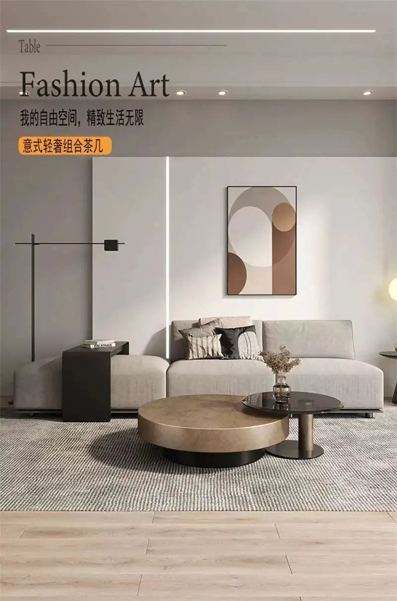 Designer Stainless Steel Coffee Tables European Luxury Round Tea Table Living Room Furniture Italian Tempered Glass Side Table