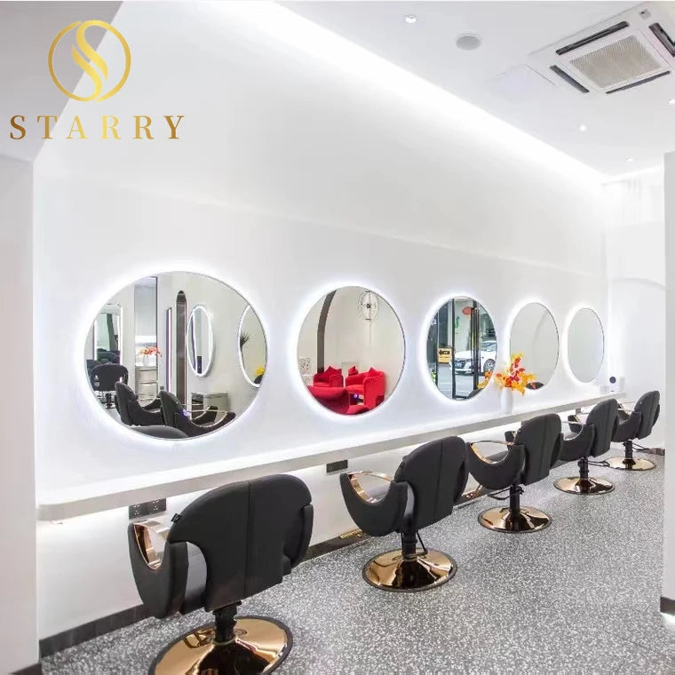 Customized Luxury Hair Salon Wall-mounted Mirror Modern Style Multi-shape Large Wall Mirror