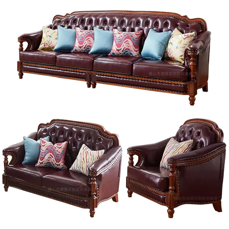 American, leather, sofa, solid wood, furniture, American, corner, sofa