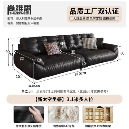 Leather sofa, Italian retro style small apartment, antique style sofa